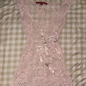 Pink Crochet Lace Top